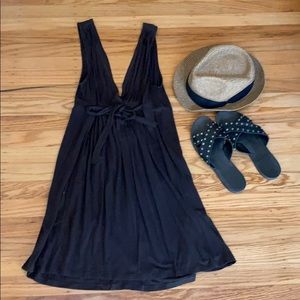 Zara brown dress v neck - tie front and back